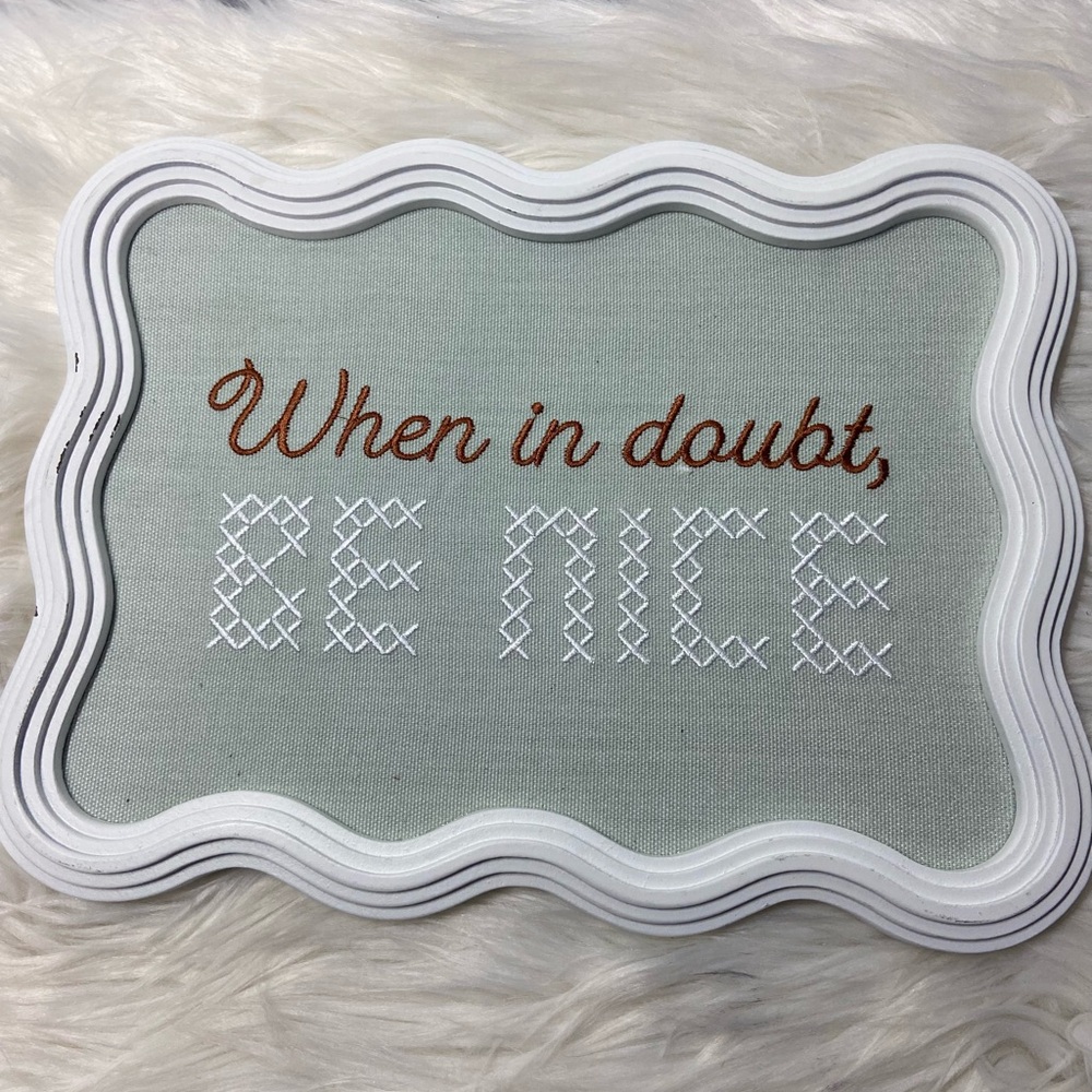 Wavy Framed Embroidered Sign